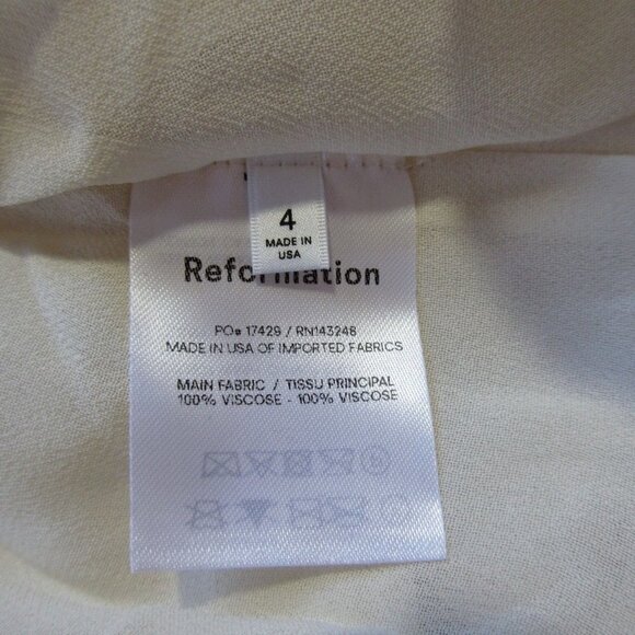 NWT Reformation Hallie in Cream Long Sleeve Ruffle Trim Midi Dress 4 $278 - Picture 6 of 6